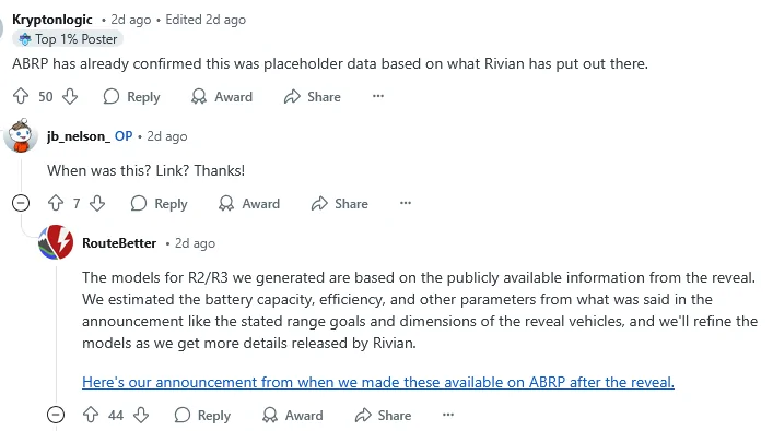 Rivian R1T R1S [Debunked by ABRP] Rivian R2 / R3 / R3X Range Figures & Powertrains 1744575258464-s
