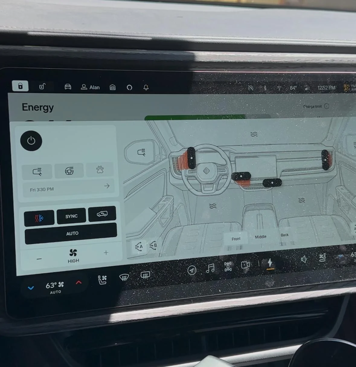 Rivian R1T R1S AC on at 63. Vents show red color. Why? IMG_5888