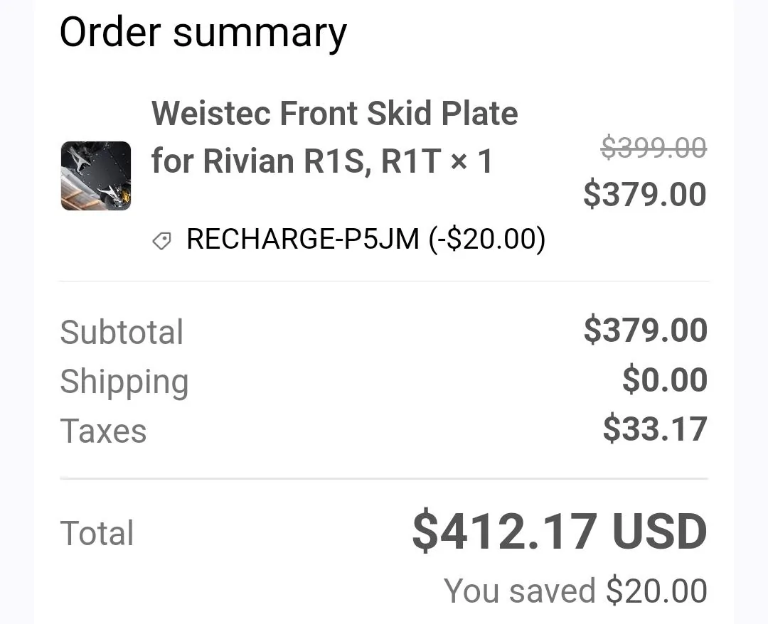 Rivian R1T R1S New Front Skid Plate for Rivian R1T & R1S by DCE Weistec Screenshot_20250418_170012_Gmail