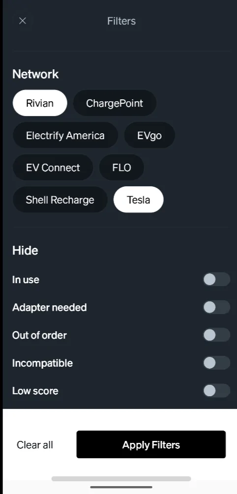 Rivian R1T R1S Tesla supercharger still not listed 1000003766
