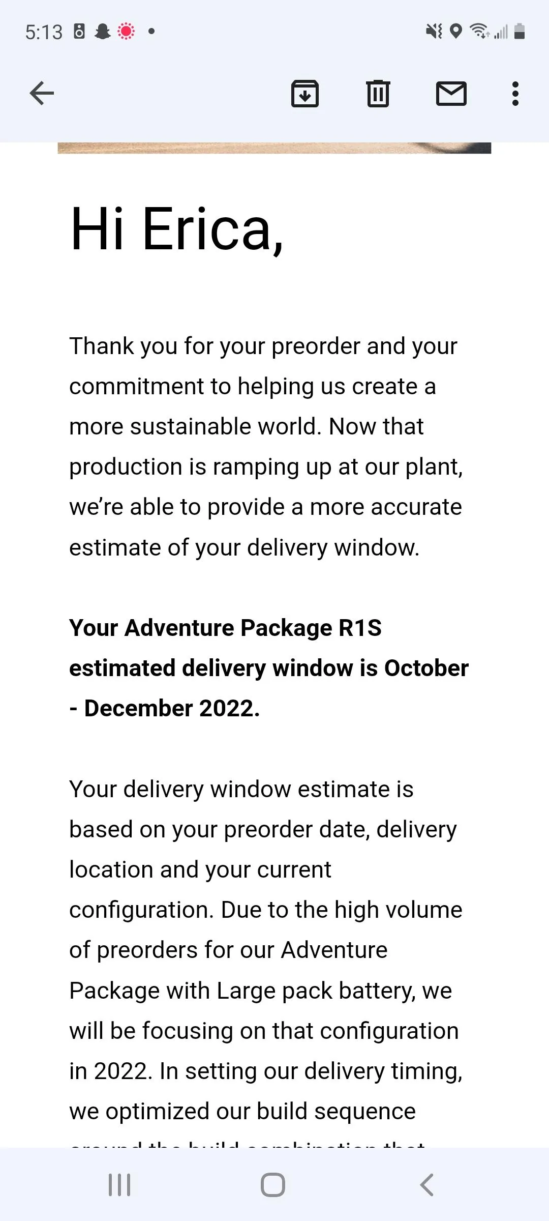 Rivian R1T R1S ? Update from RJ on production & deliveries -- via email letter 12/28/21 Screenshot_20211228-171335_Gmail