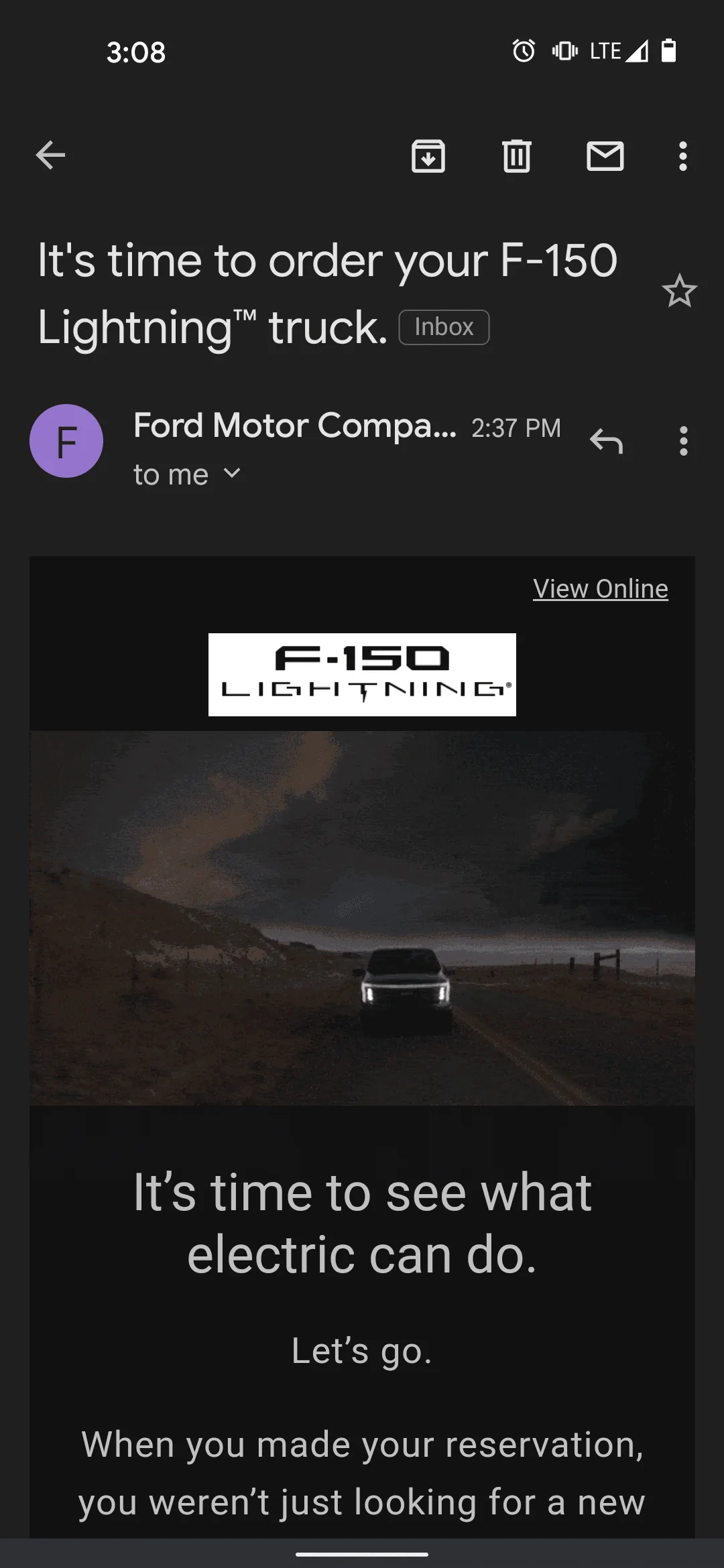 Rivian R1T R1S F-150 Lightning Order Invitation Screenshot_20220106-150824