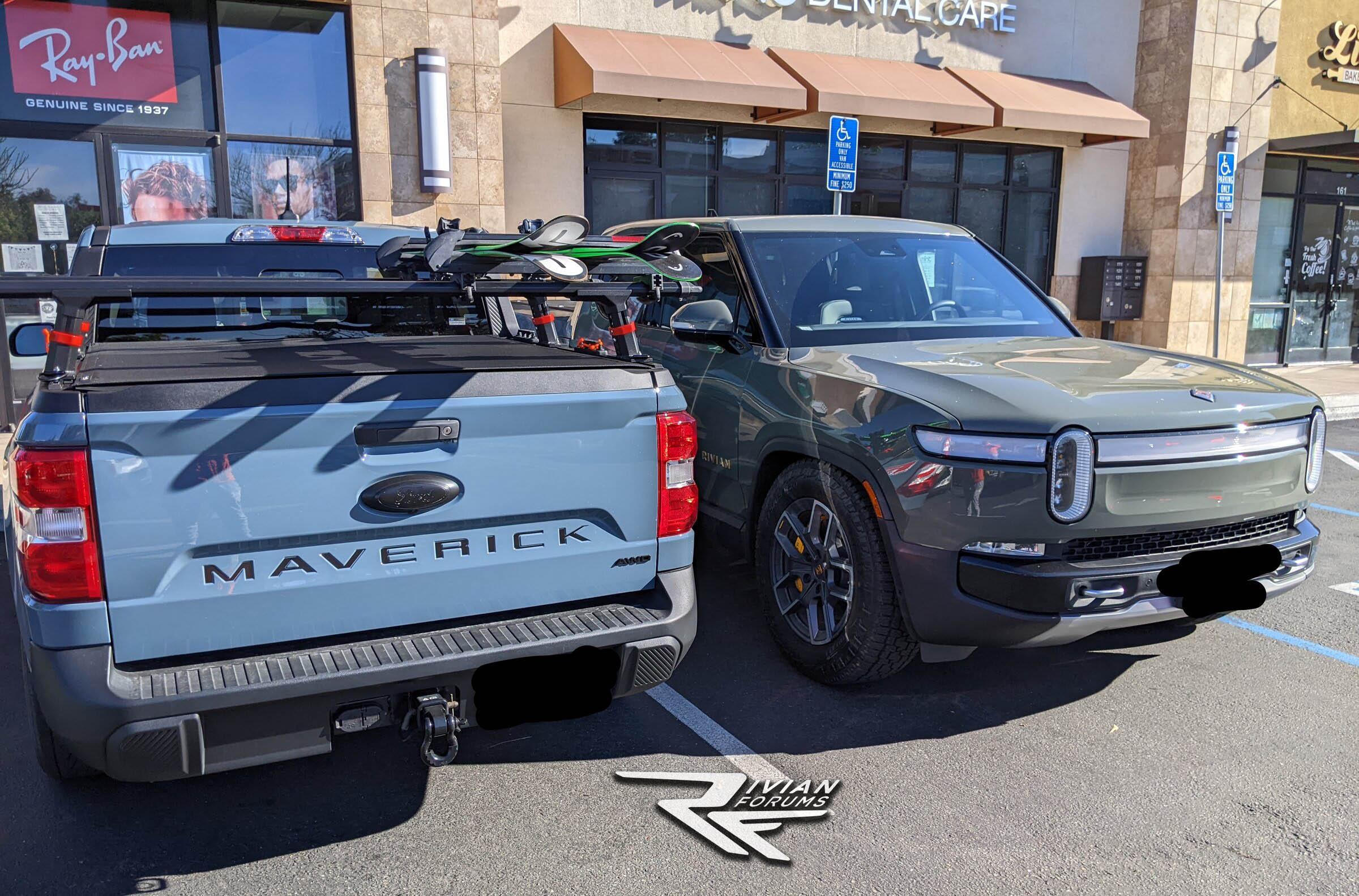 Rivian R1T R1S NA Truck of the Year Finalists: Rivian R1T vs Ford Maverick Side by Side Rivian R1T vs Ford Maverick 1