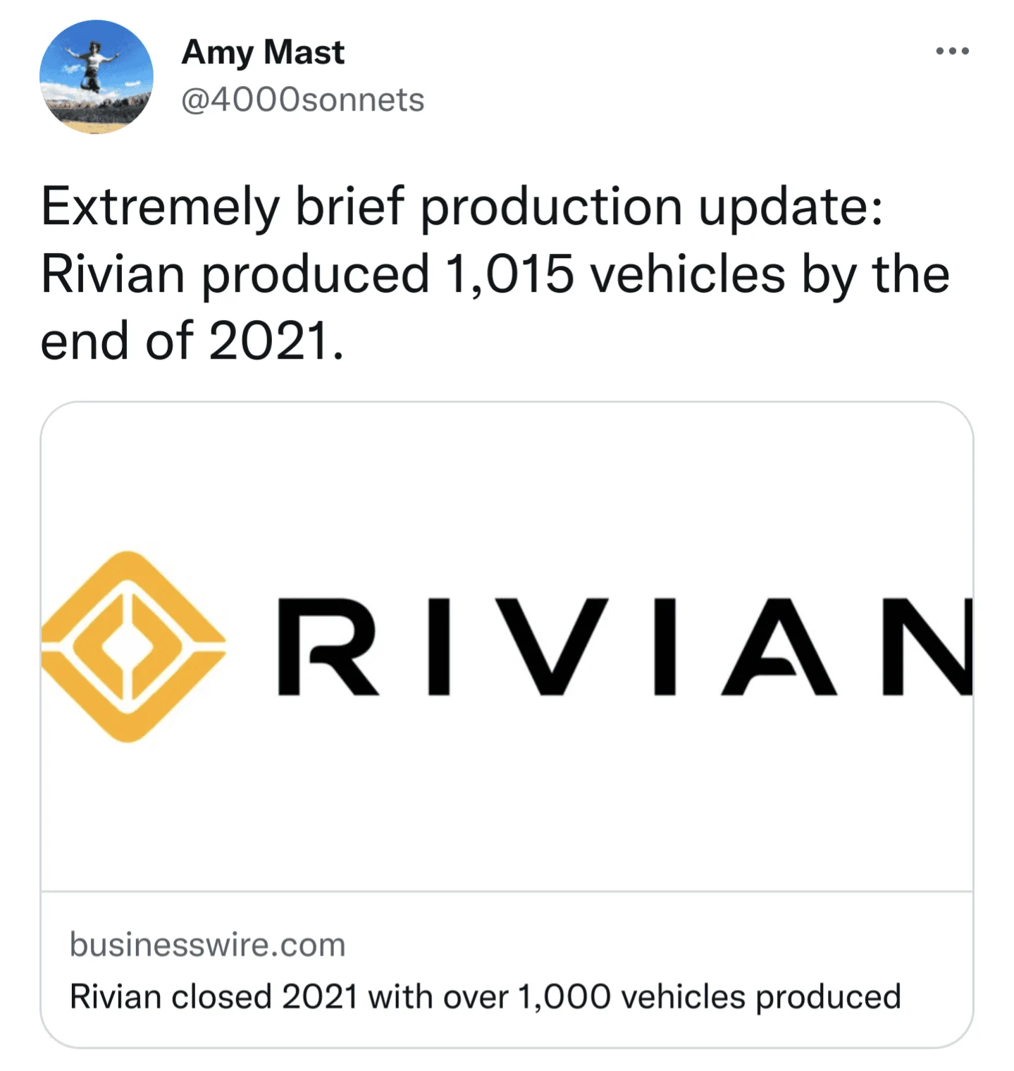 Rivian R1T R1S Current daily production rate Screenshot_20220110-191336