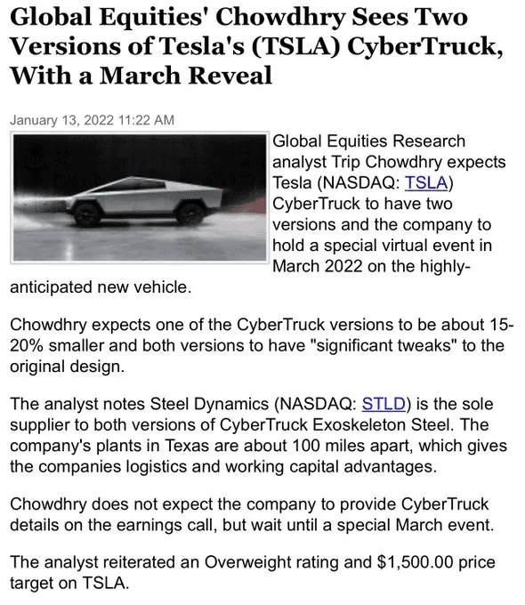 Rivian R1T R1S Article: Tesla's Cybertruck May Not Actually Happen 1642104694375