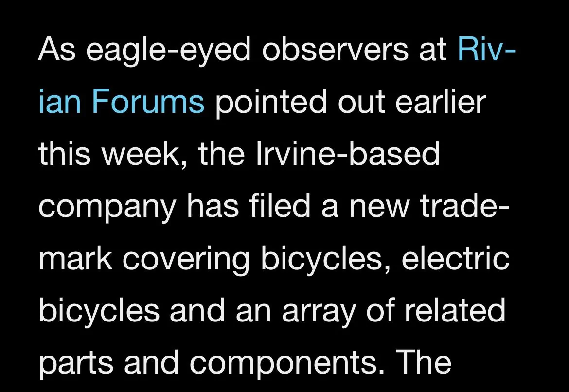 Rivian R1T R1S Rivian E-Bike aspirations revealed by trademark filing? 08E062EB-F975-45D7-95CE-313768928035