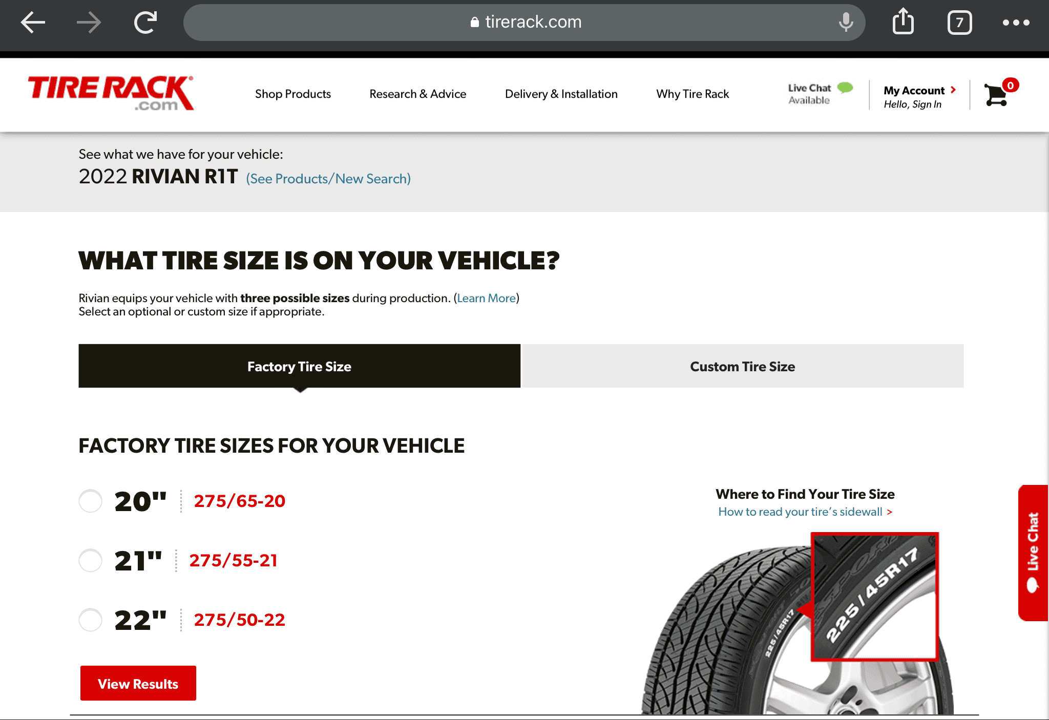 Rivian R1T R1S Tire Rack now lists Rivian R1T / R1S (Wheels now Available too) Sizes To Fit Your Vehicle