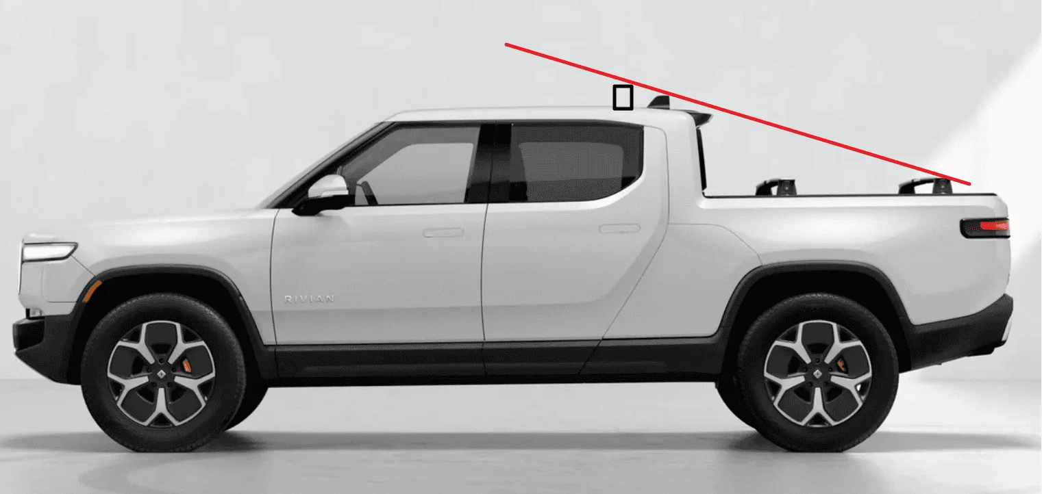 Rivian R1T R1S can the crossbars be configured for long items without hitting the roof r1t1 (2)