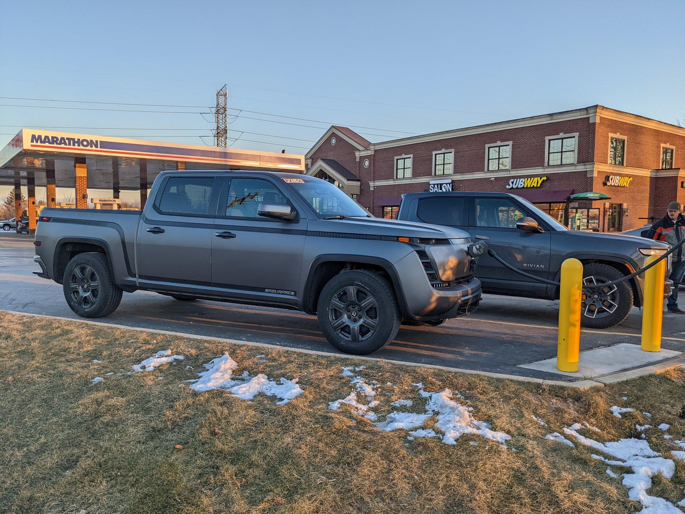 Rivian R1T R1S Saw my first Rivian tonight! PXL_20220121_220452100