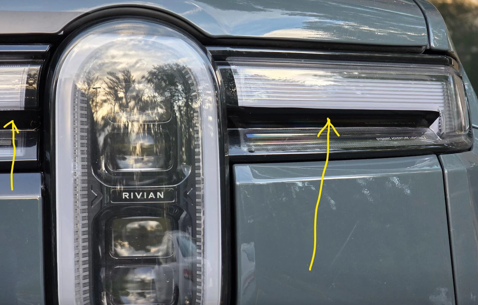 Rivian R1T R1S Front appearance improvement with vinyl on front light bar + side stripes! vTBFyrghNvbC498MAiMU2EI?key=6e93Z3SeBES4DT0hpcxnfQ