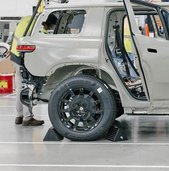 Rivian R1T R1S R2 Validation Units first look. Production reconfirmed to begin first half 2026 at starting price of $45K. rivian-r2-wheels-validation-units-builds-2-