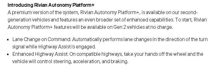 Rivian R1T R1S Rivian Autonomy Platform+ Trial Extended (Subscription Start Delayed) 1747314186210-a