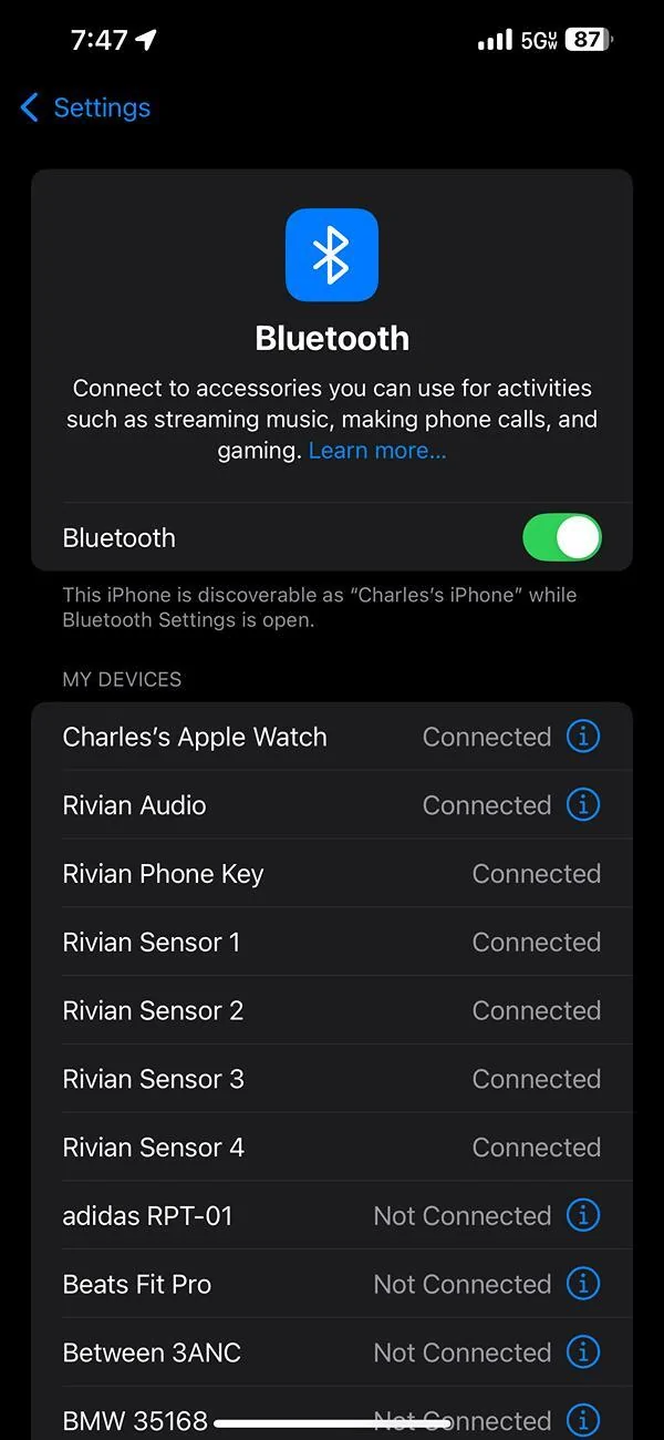 Rivian R1T R1S PAAK affecting Bluetooth Handsfree calling IMG_6485