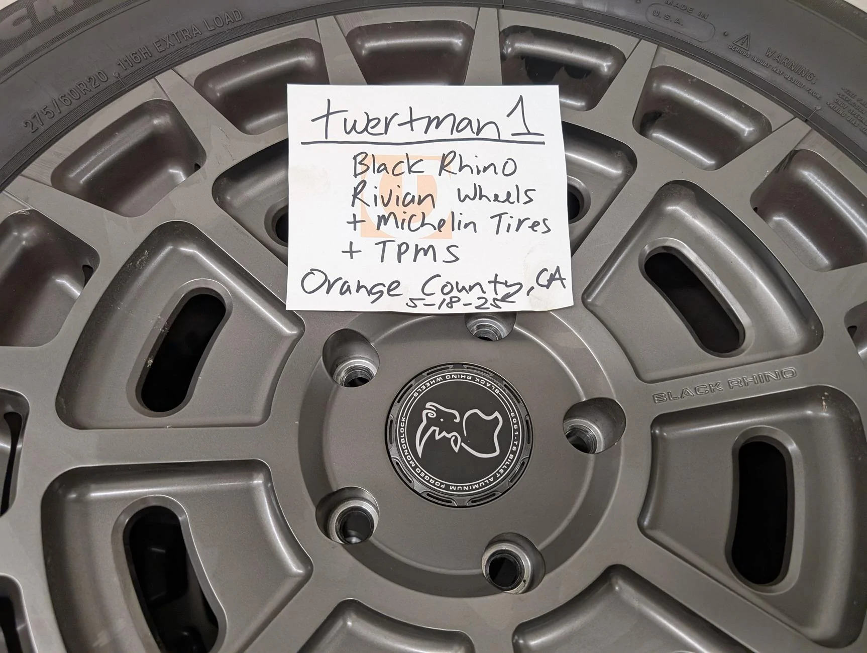 Rivian R1T R1S For Sale - Black Rhino Voltaic w/ Michelin Defender LTX M/S, TPMS and Lug Nuts PXL_20250518_184824282.MP