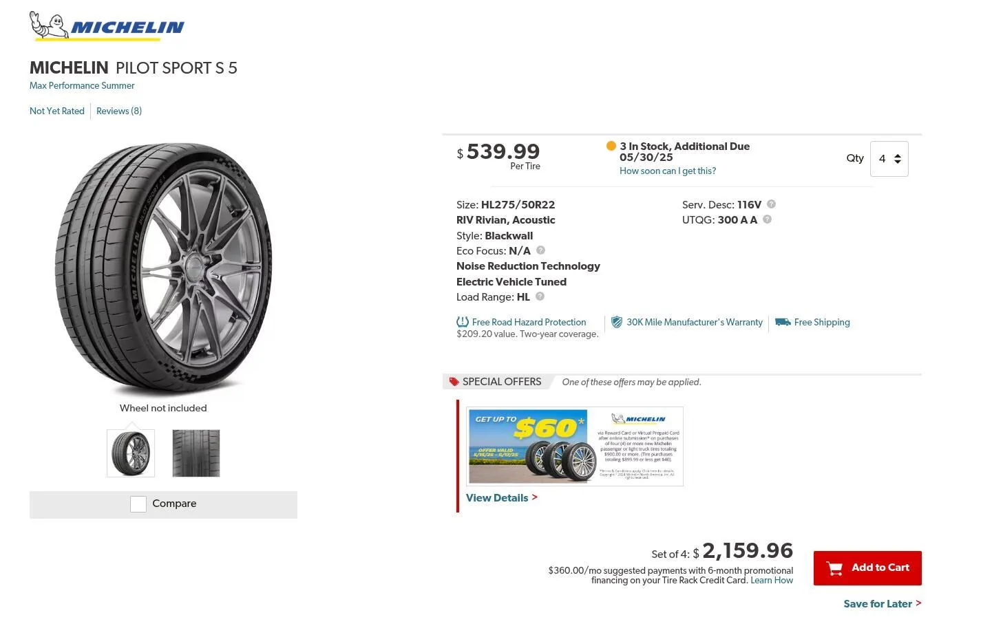 Rivian R1T R1S Michelin Pilot Sport S 5 - Now available at tire rack 1747797014003-97