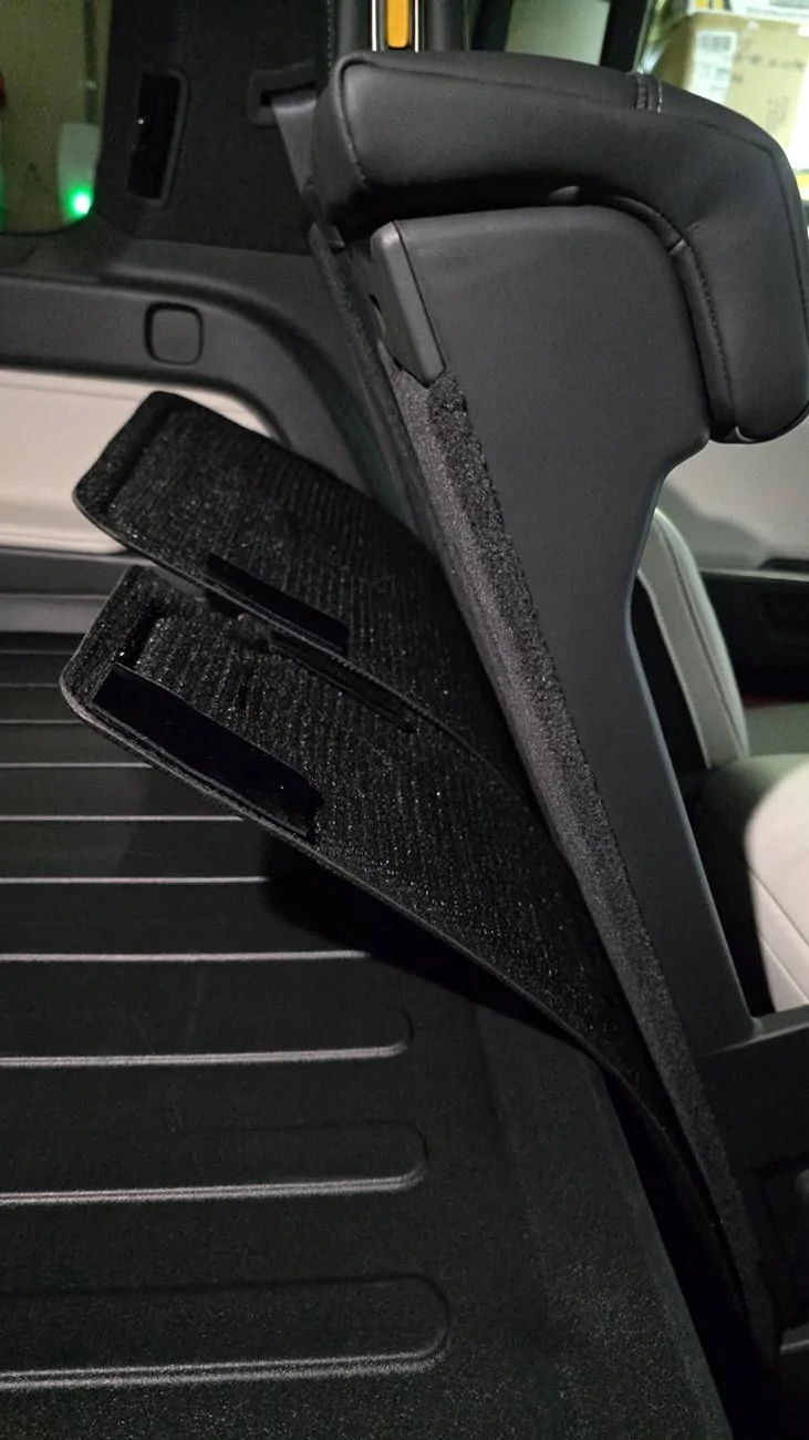 Rivian R1T R1S Which one do you prefer? Kagu/3D mats vs Tuxmat (including seatbacks and cargo area) Kagu3d2ndRowSeatbackCoversVelcroAdhesiveBackingNotAdhering