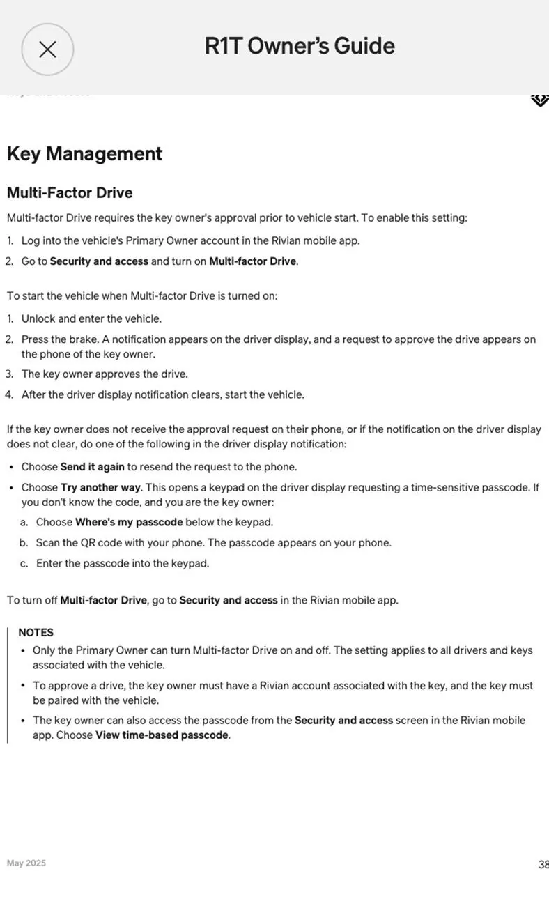 Rivian R1T R1S Multi-factor auth IMG_1945