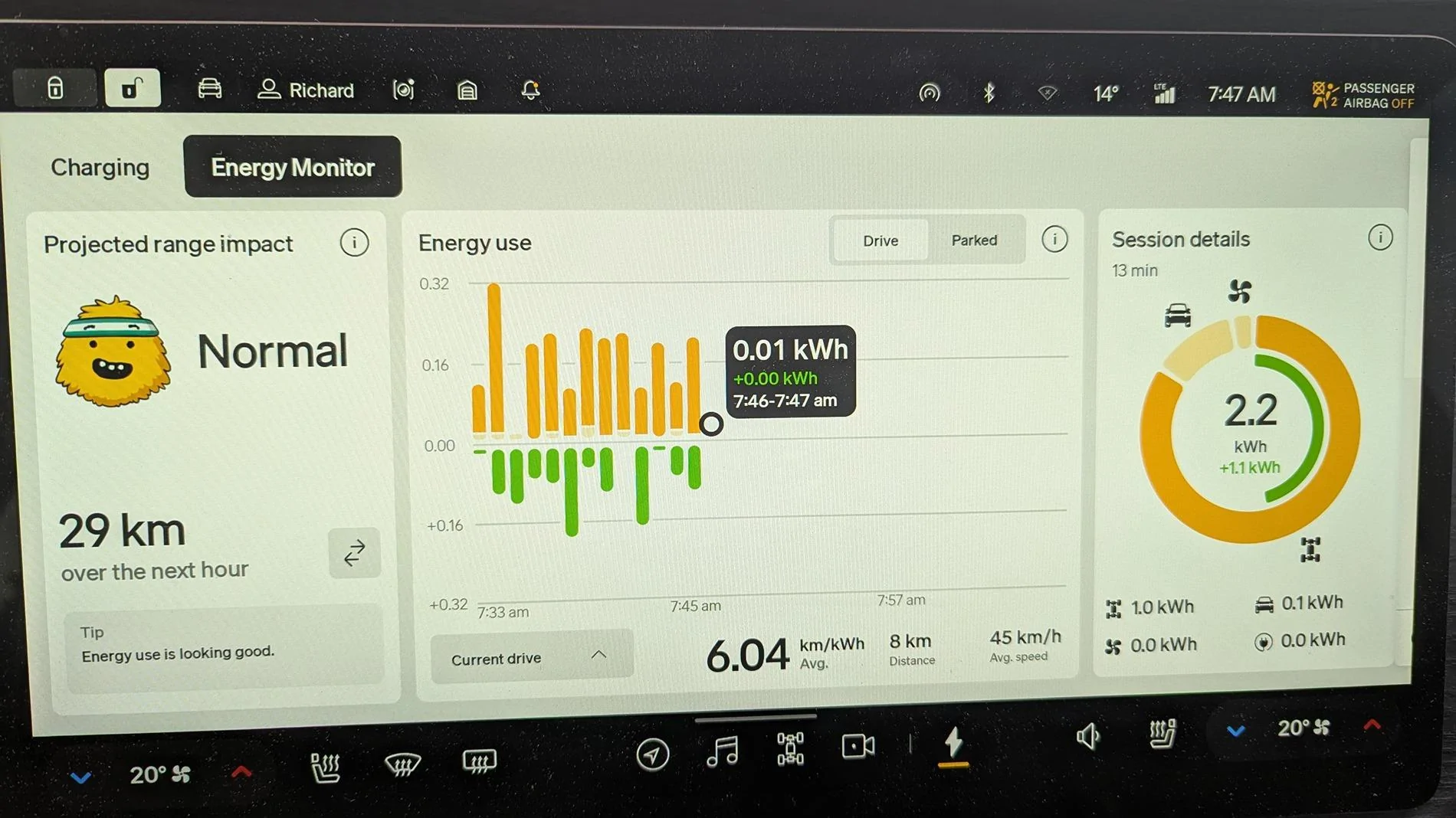 Rivian R1T R1S Post your commute stats - New energy monitor is great! 1000009634