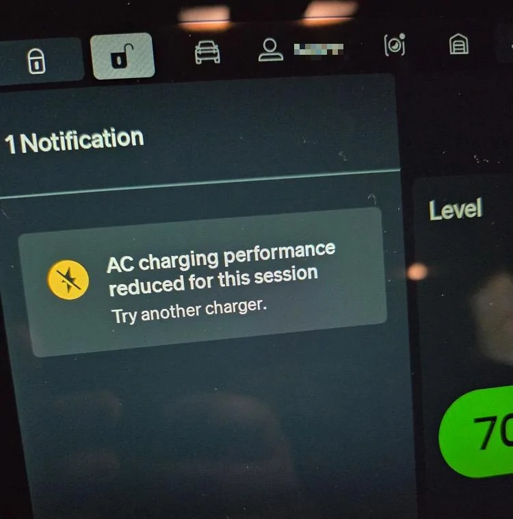 Rivian R1T R1S Rivian Wall Charger Keeps Dropping to reduced level charging-notic