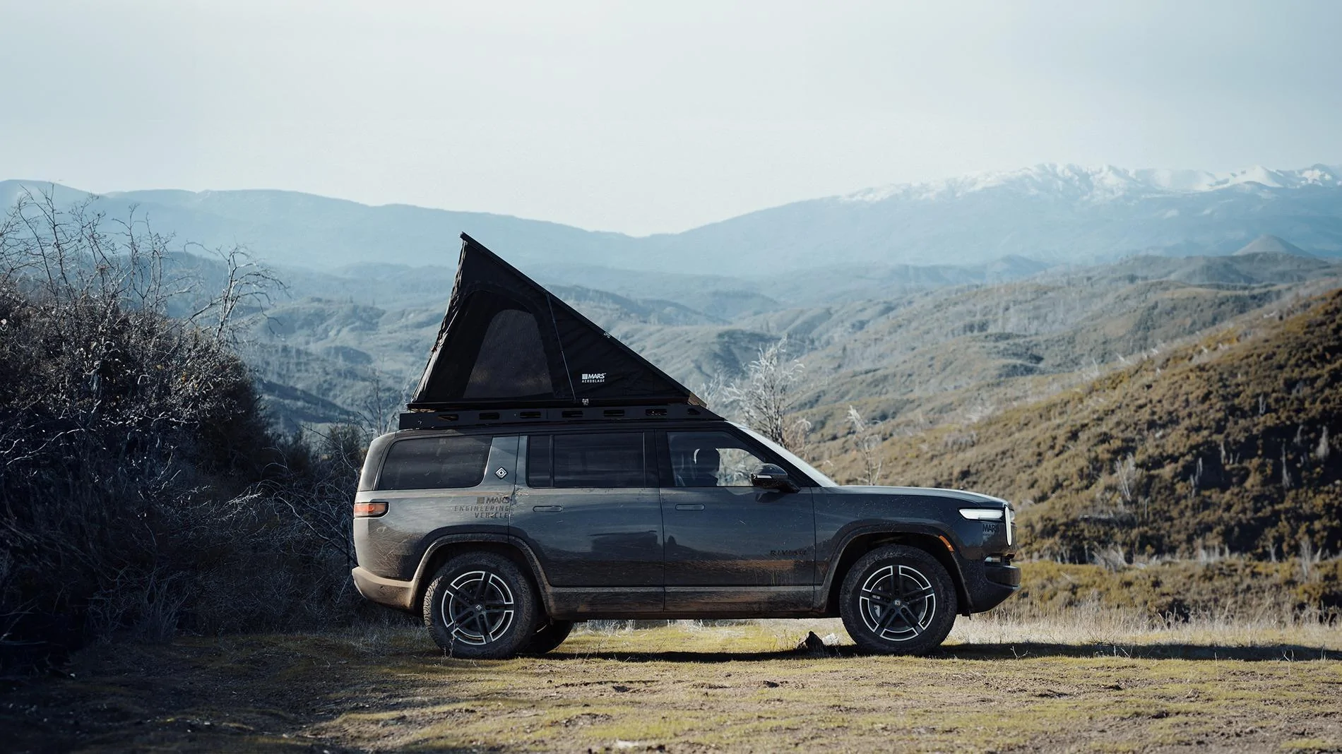 Rivian R1T R1S Mars Aeroblade: 3.48" 110 lb Ultra-Slim Rooftop Tent for Rivian R1S and More 1750359681193-eq
