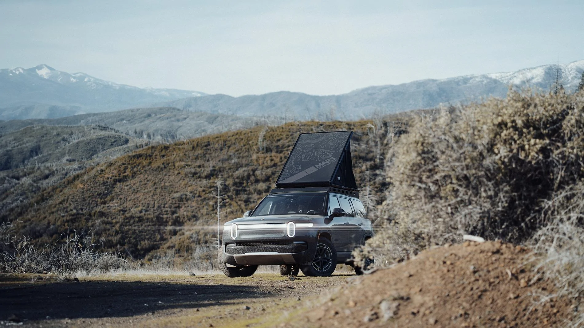 Rivian R1T R1S Mars Aeroblade: 3.48" 110 lb Ultra-Slim Rooftop Tent for Rivian R1S and More 1750359924062-ea