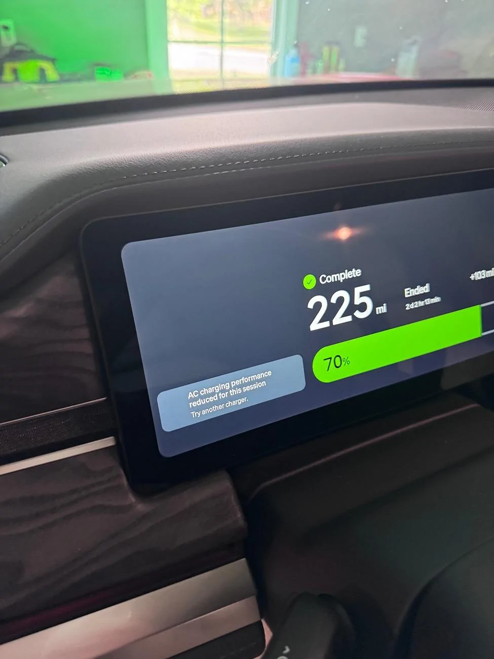 Rivian R1T R1S AC charging performance reduced for this session error IMG_5917