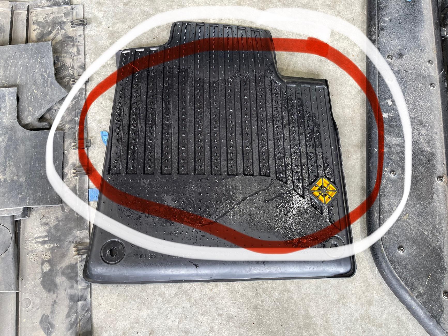 Rivian R1T R1S PSA: Make Sure to Check Your Driver Side Mats and Passenger Side Mats for Moisture after HVAC drain Plug Campaign RCA-26-24-002-1 IMG_8741