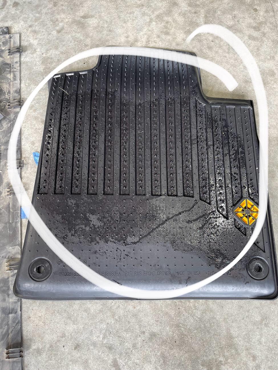 Rivian R1T R1S PSA: Make Sure to Check Your Driver Side Mats and Passenger Side Mats for Moisture after HVAC drain Plug Campaign RCA-26-24-002-1 IMG_8742