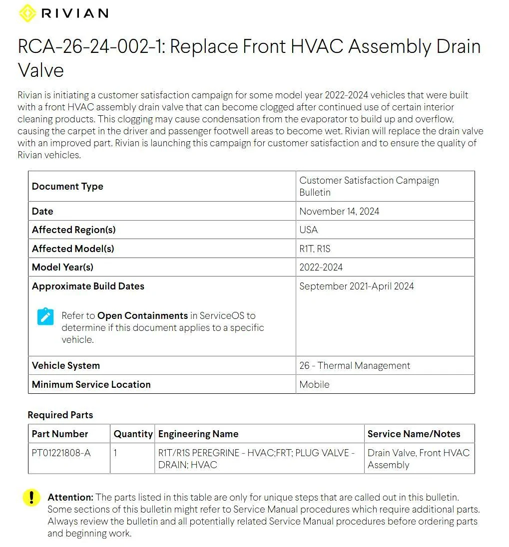 Rivian R1T R1S PSA: Make Sure to Check Your Driver Side Mats and Passenger Side Mats for Moisture after HVAC drain Plug Campaign RCA-26-24-002-1 1750522395266-wr