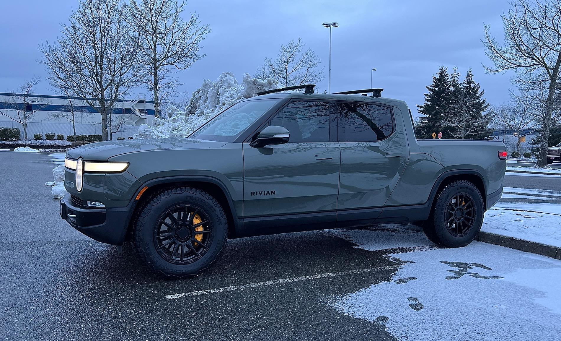 Rivian R1T R1S $99 Shipping - Custom Forged Wheels Superstition wheels on launch green 3