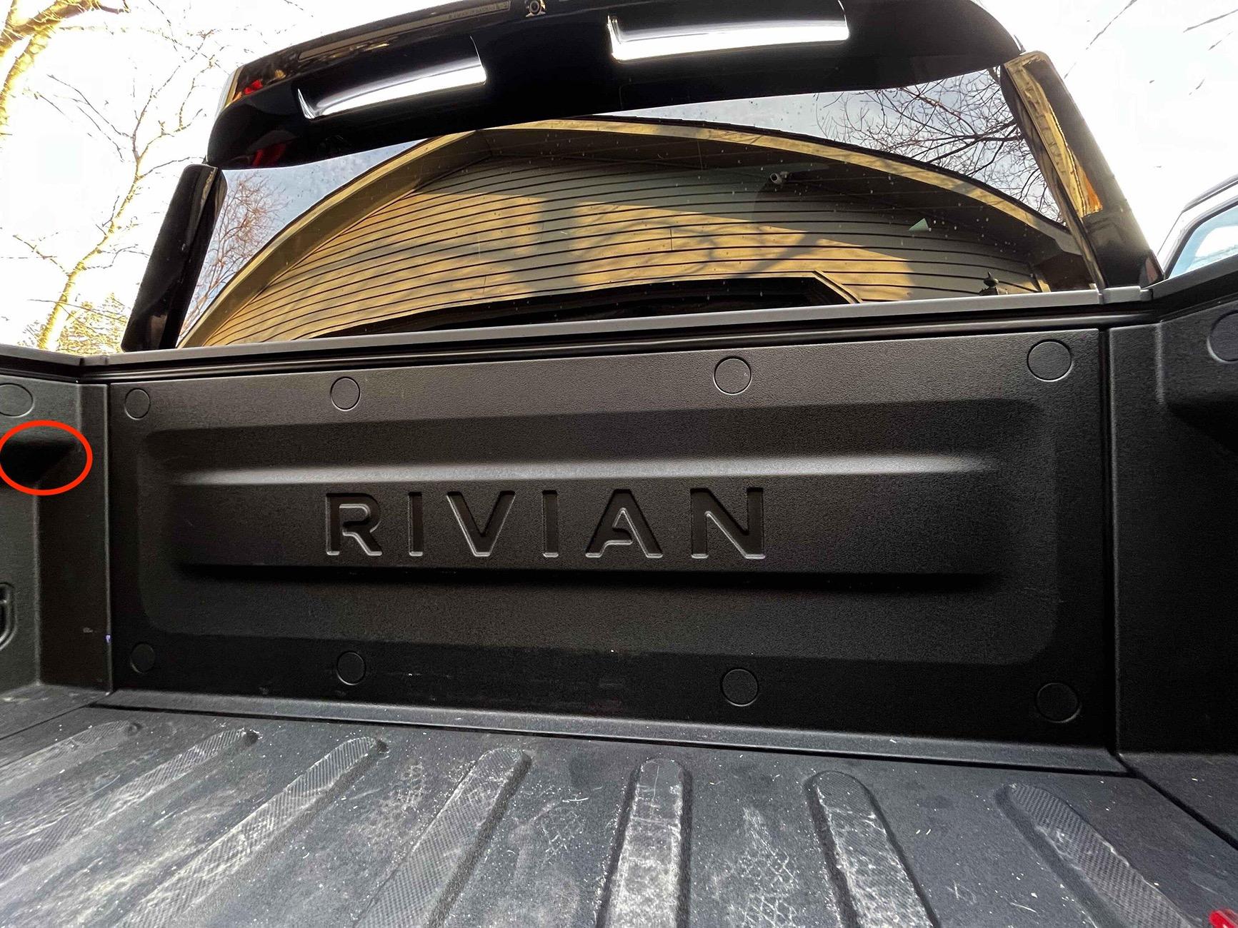 Rivian R1T R1S 12V outlet location in the bed outlet