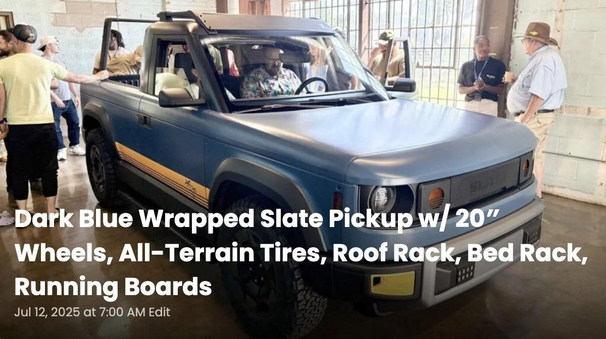 Rivian R1T R1S SLATE EV Truck / SUV Info & News blue wrap slate truck