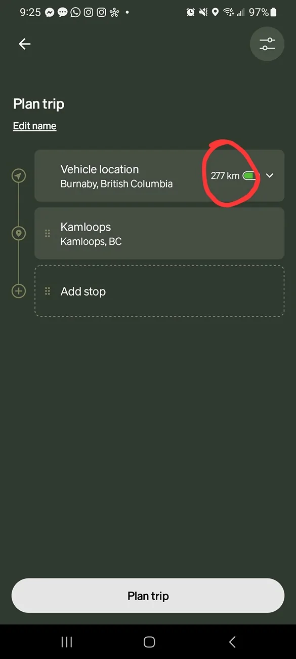 Rivian R1T R1S Plan a trip with a specified amount of starting charge? Screenshot_20250723_092509_Rivian