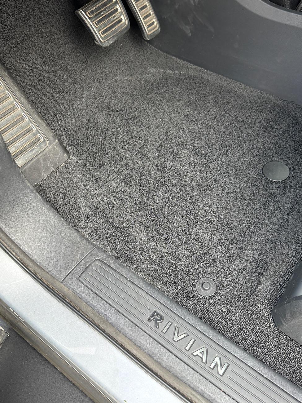 Rivian R1T R1S Wet driver side carpet IMG_0957
