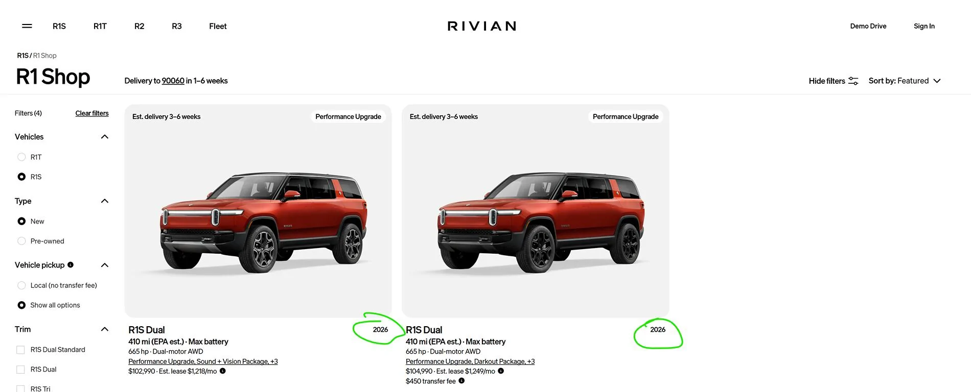 Rivian R1T R1S Red Canyon and Limestone Colors Gone for 2026? 1753816350029-0s