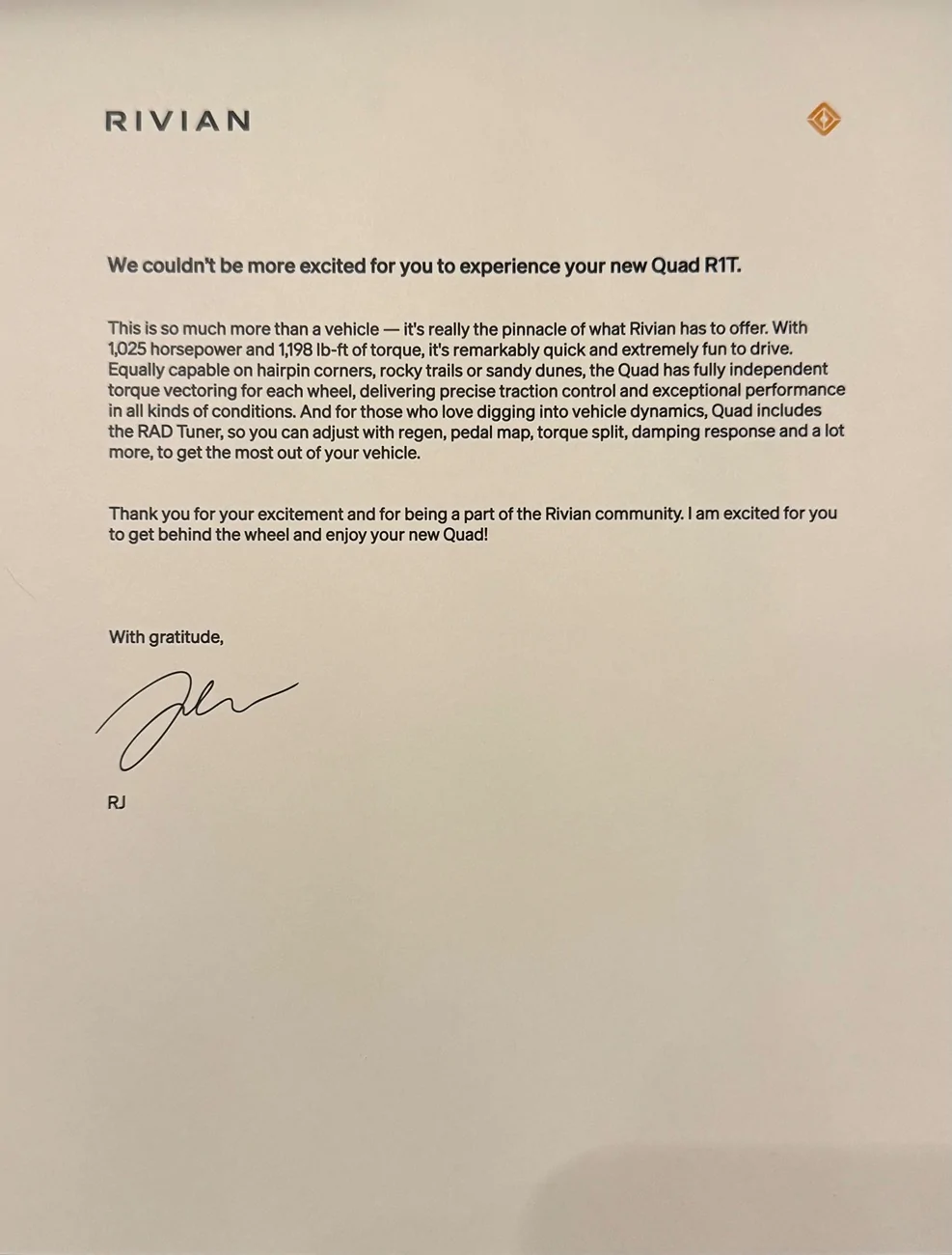 Rivian R1T R1S Quad Launch Edition welcome kit IMG_6108