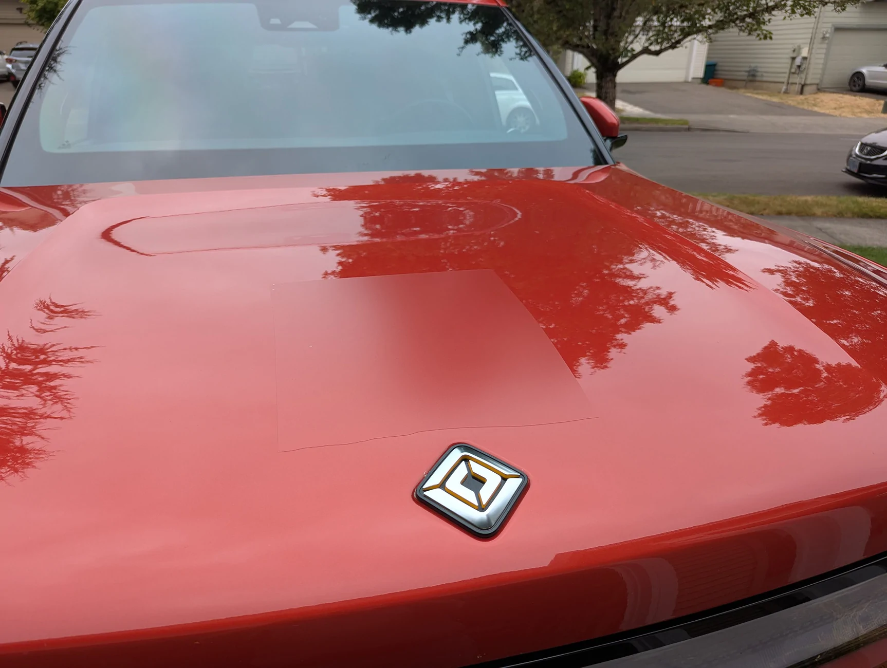 Rivian R1T R1S Matte PPF test sample on Canyon Red (photos) PXL_20250802_181233368