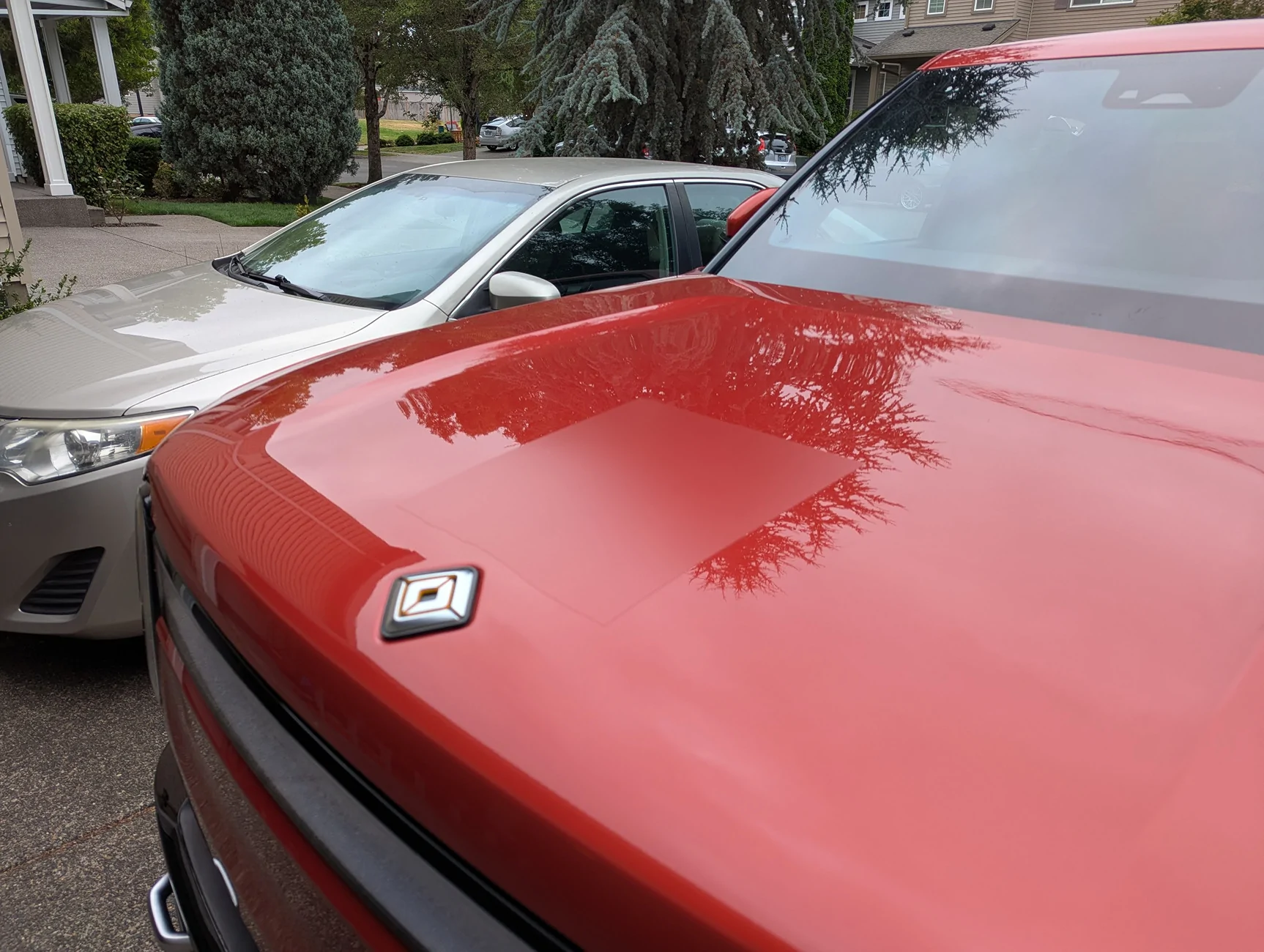 Rivian R1T R1S Matte PPF test sample on Canyon Red (photos) PXL_20250802_181256812