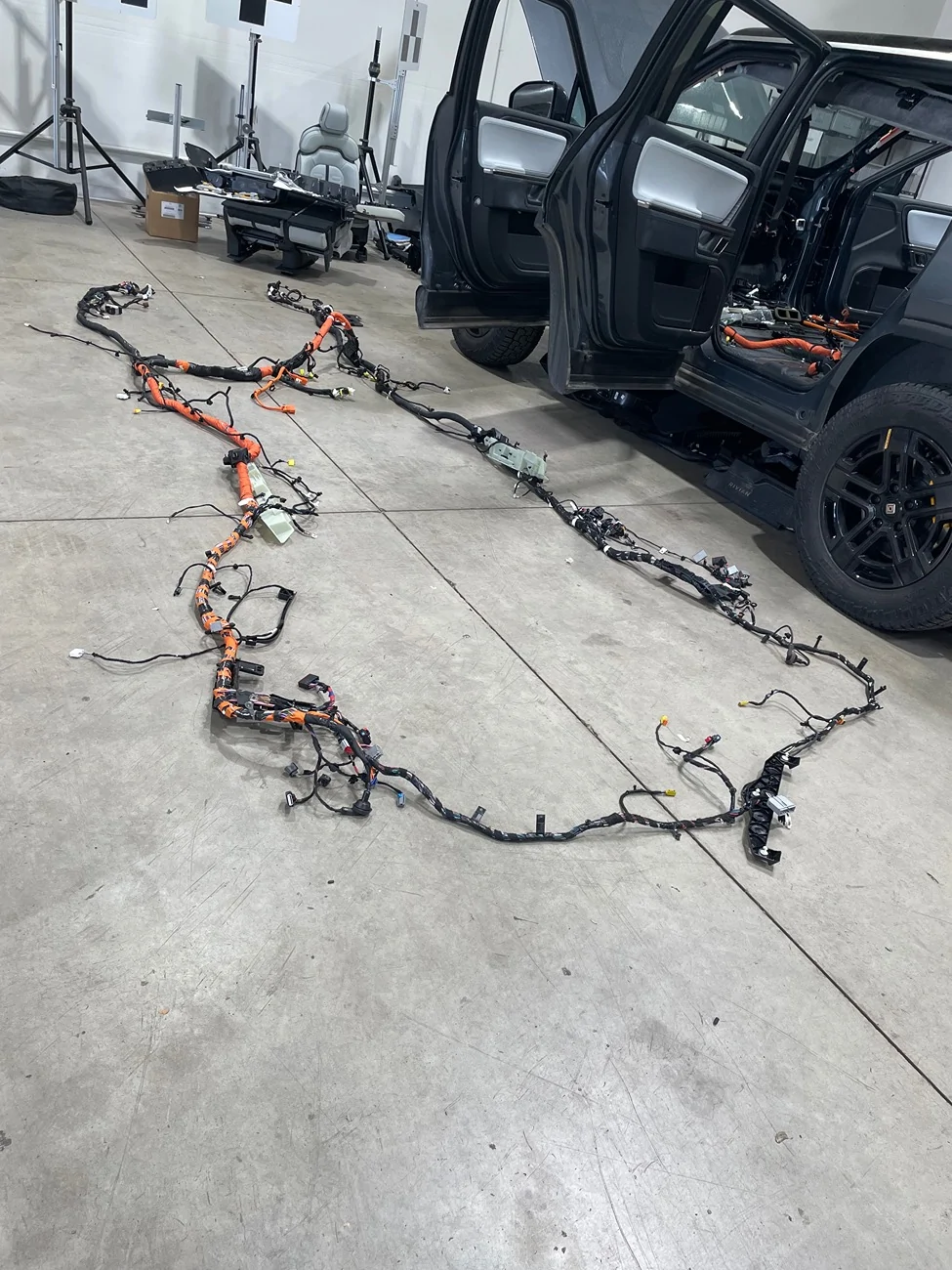 Rivian R1T R1S Liquid spill inside trunk disables R1S (wire harness damaged) IMG_0383