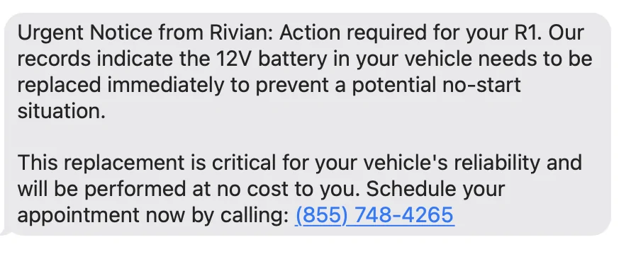 Rivian R1T R1S Gen2 battery replacement only been 7 months Screenshot 2025-08-11 at 10.45.26 AM