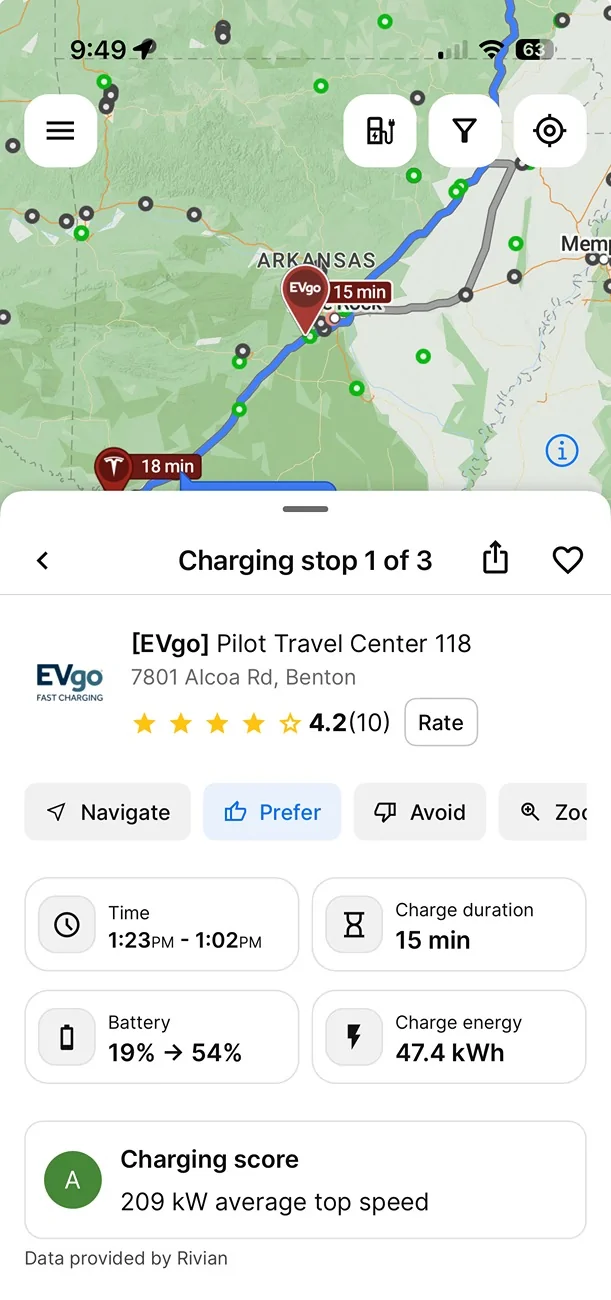 Rivian R1T R1S ABRP routing sharing to Rivian IMG_0821