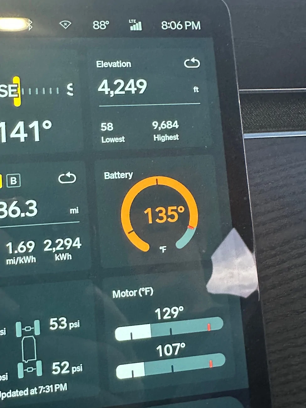 Rivian R1T R1S REALLY hot HV battery on road trip IMG_4636