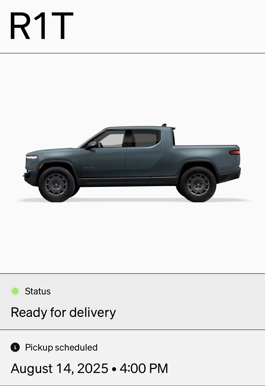 Rivian R1T R1S 2026 R1 Quad Max Delivery Tracker IMG_6177