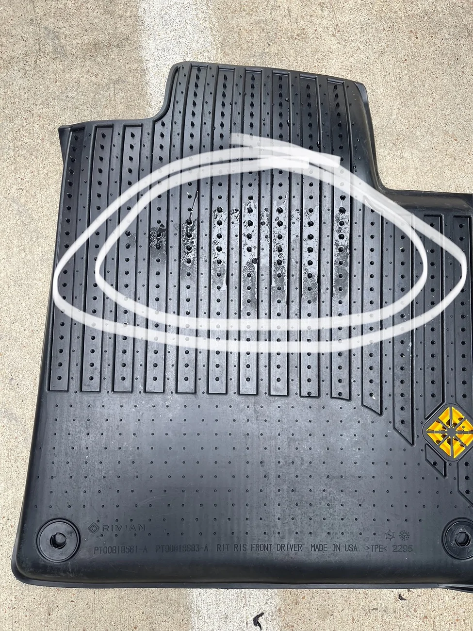 Rivian R1T R1S PSA: Make Sure to Check Your Driver Side Mats and Passenger Side Mats for Moisture after HVAC drain Plug Campaign RCA-26-24-002-1 IMG_0616