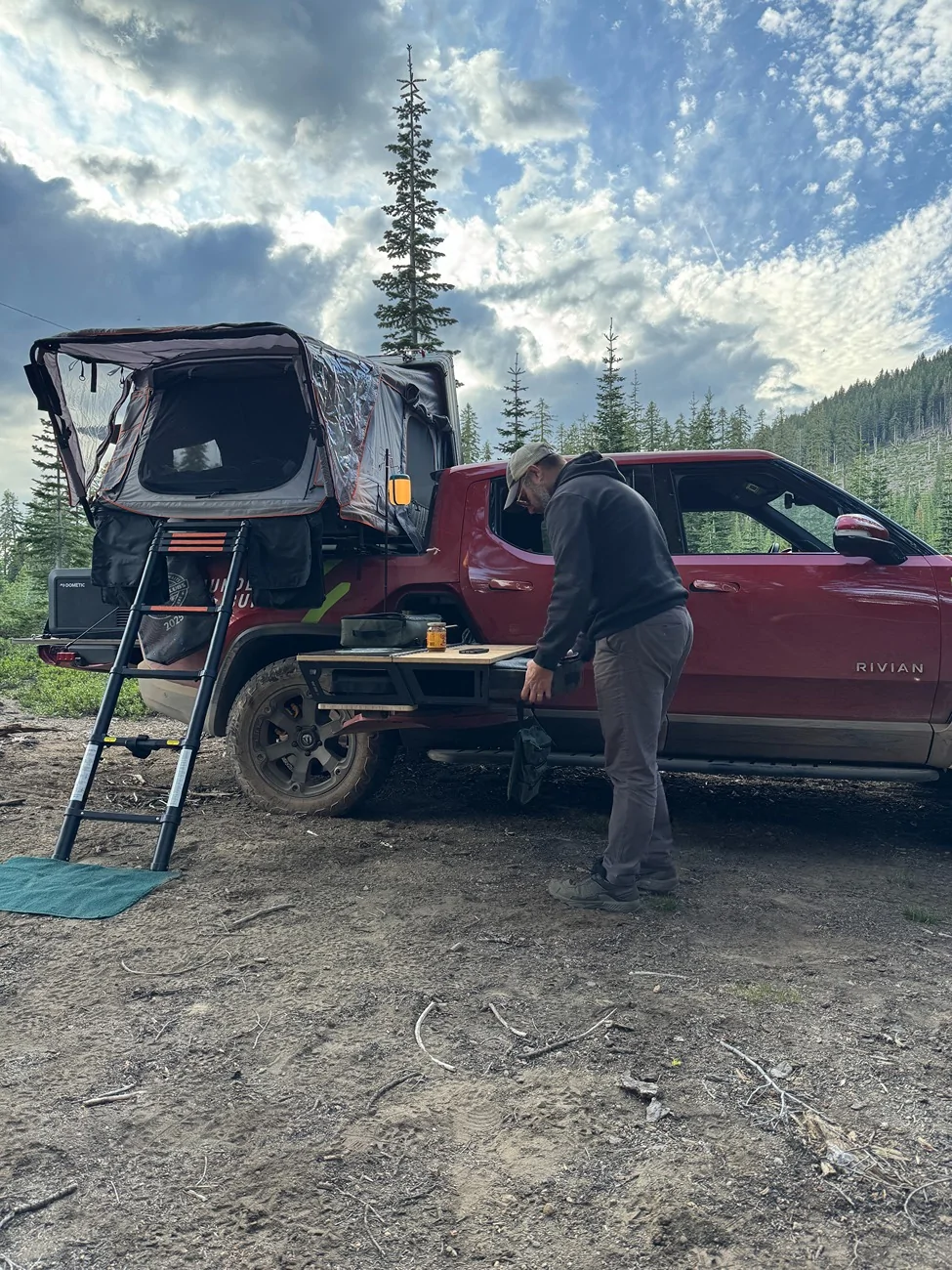 Rivian R1T R1S Looking for 2022 Launch Red R1T Truck and Kitchen with tent