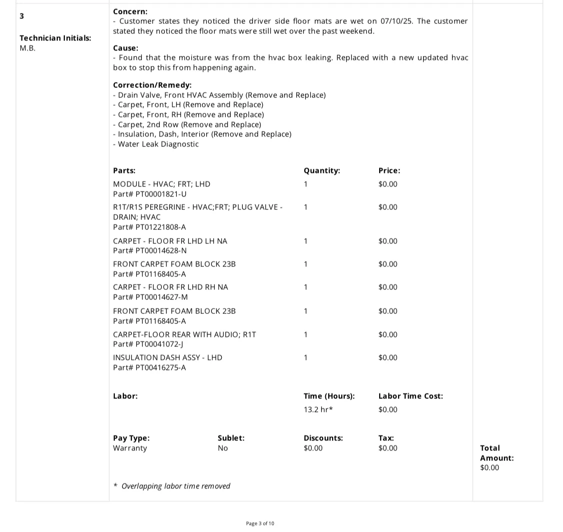 Rivian R1T R1S PSA for all Gen 1 owners! Check your carpets for signs of moisture IMG_3818