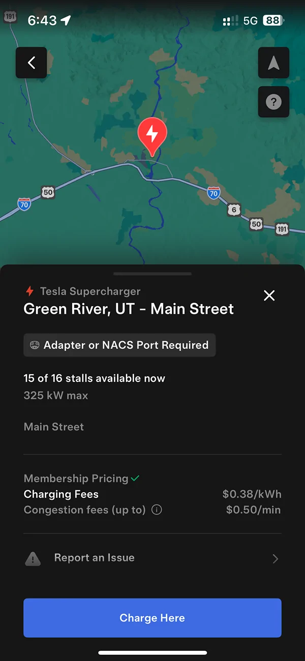 Rivian R1T R1S New Utah Tesla Chargers Online - Cedar City and Green River, Not Listed in ABRP (but are listed in Rivian app) IMG_0507