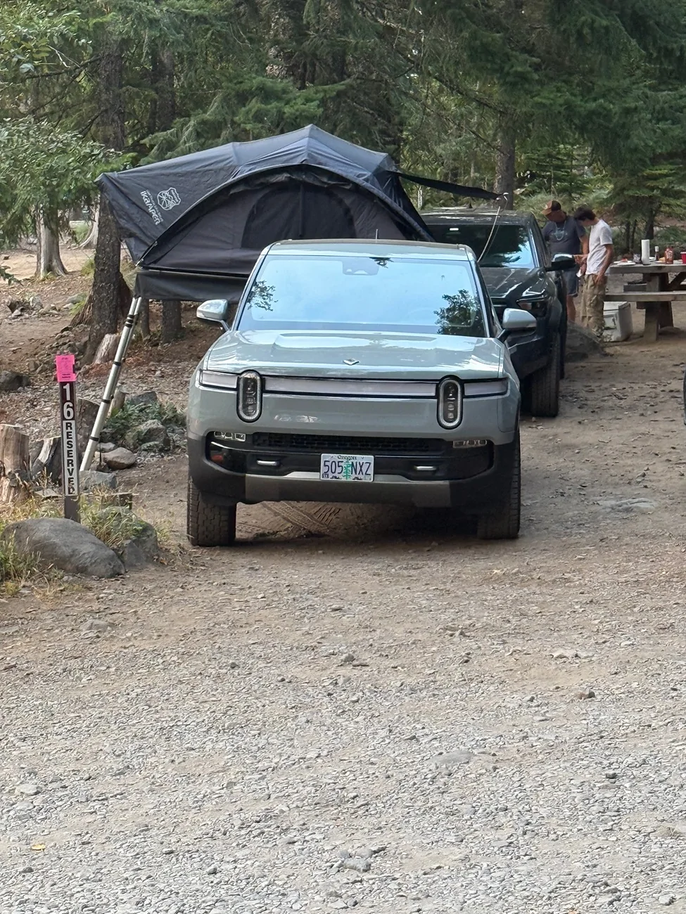 Rivian R1T R1S LOVING the self-leveling function and camping mode! IMG_1475
