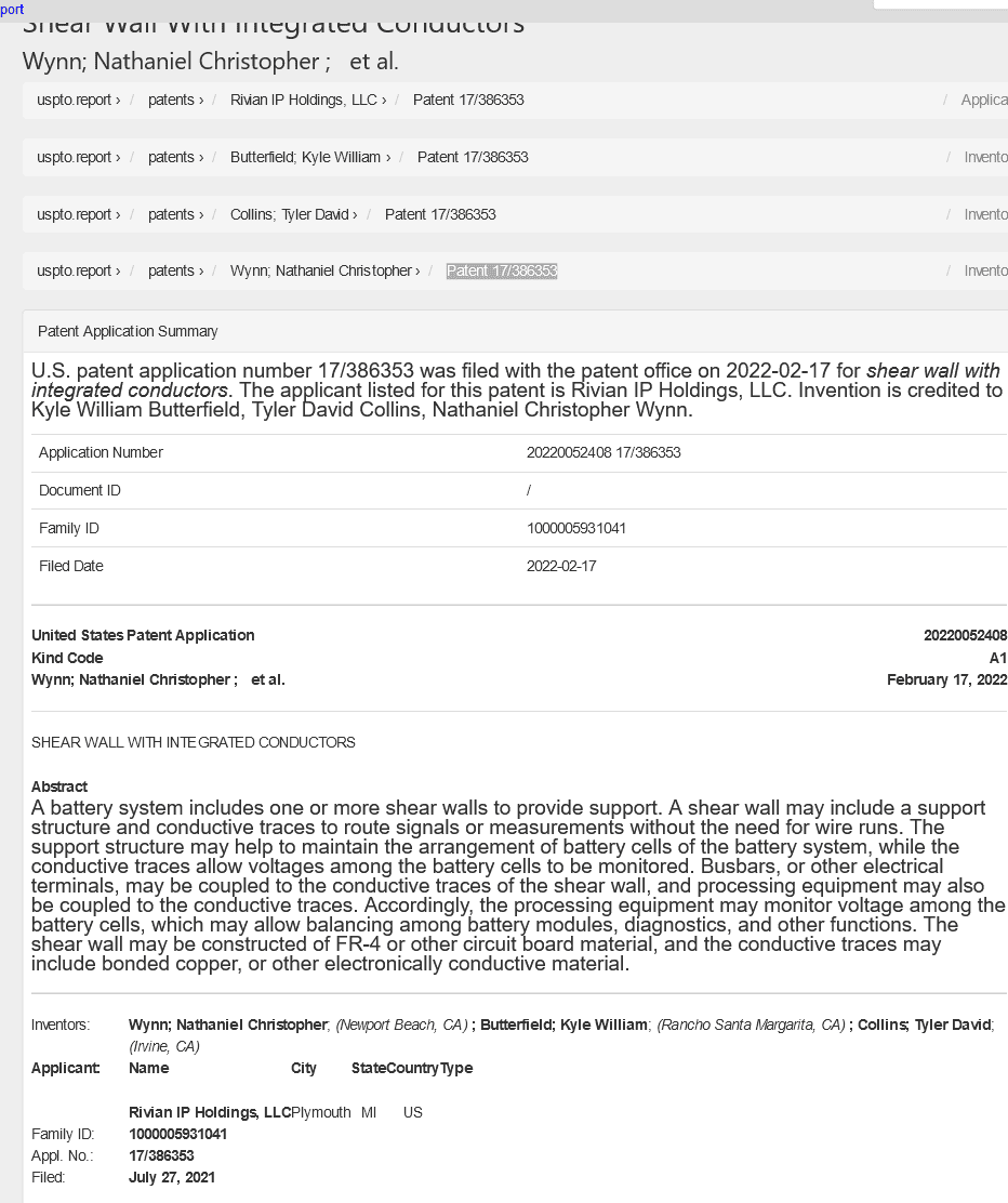 Rivian R1T R1S Cool Rivian Patent/TradeMark Info 1645116671342