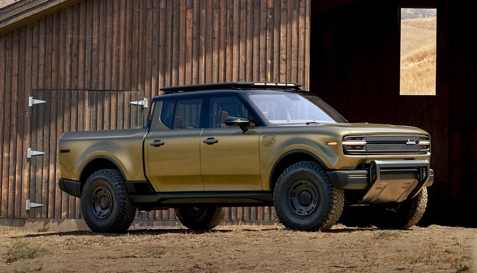 Rivian R1T R1S Official: Scout EV SUV & Pickup debut w/ Gas Range Extender EREV, 4x4, BOF, Lockers, Sway Bar Disconnect -- All Specs, Wallpapers, Videos scout-terra-green-exterior-1-jpg